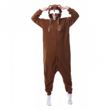 Brown Bear Costume Pajama Onesie Kigurumi Jumpsuit