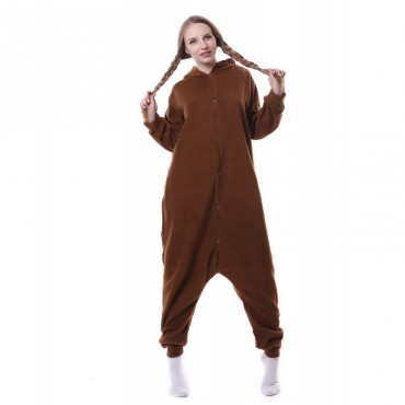 Brown Bear Costume Pajama Onesie Kigurumi Jumpsuit