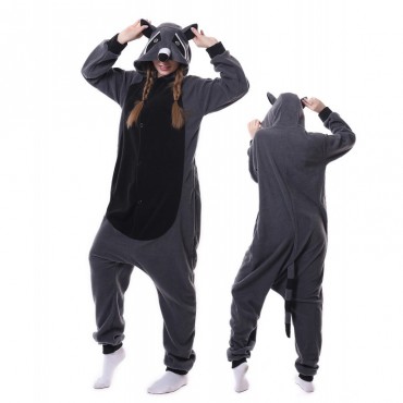 Grey Raccoon Costume Pajama Onesie Kigurumi Jumpsuit