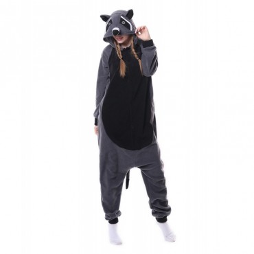 Grey Raccoon Costume Pajama Onesie Kigurumi Jumpsuit