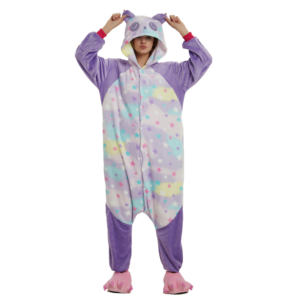 Regenboghorn Purple Panda Costume Pajama Onesie Kigurumi Jumpsuit
