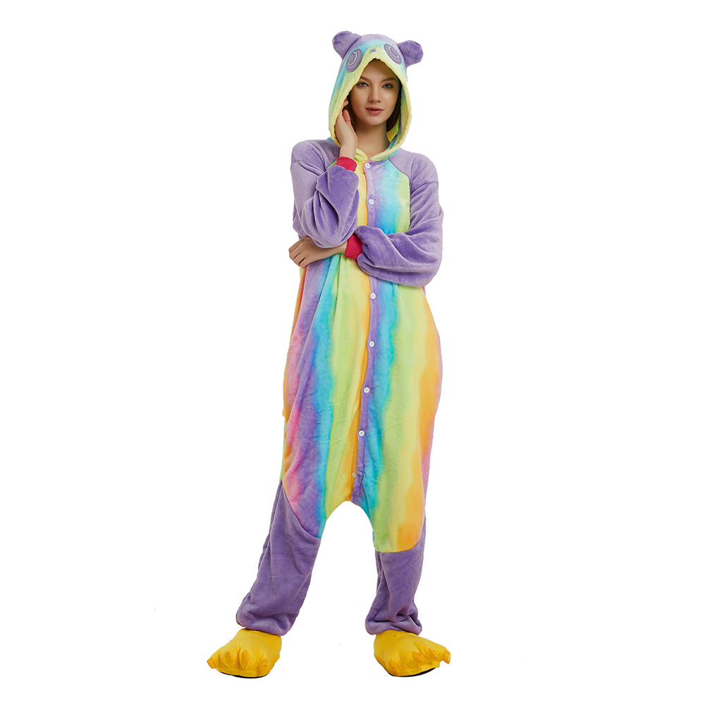 Regenboghorn Rainbow Panda Costume Pajama Onesie Kigurumi Jumpsuit