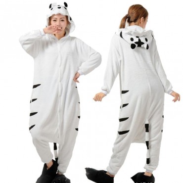 White Tiger Costume Pajama Onesie Kigurumi Jumpsuit