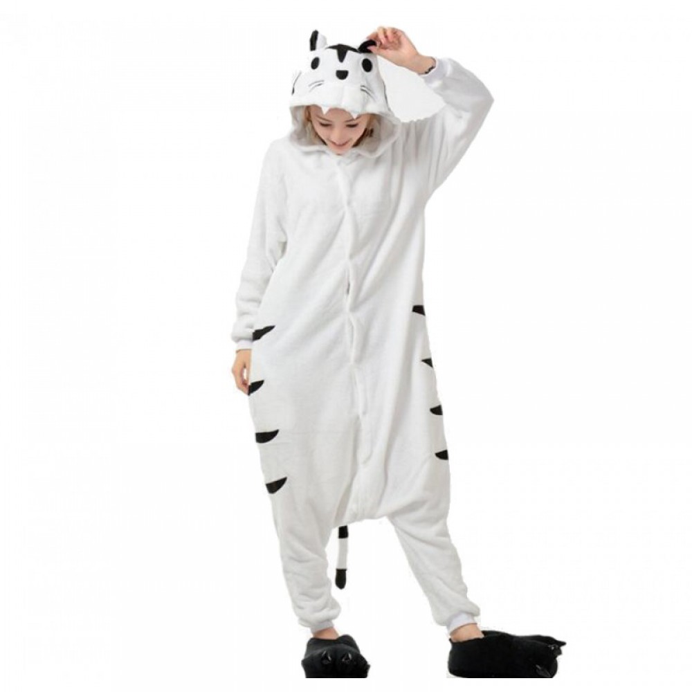 Regenboghorn White Tiger Costume Pajama Onesie Kigurumi Jumpsuit