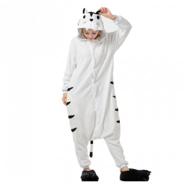 White Tiger Costume Pajama Onesie Kigurumi Jumpsuit