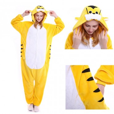 Yellow Tiger Costume Pajama Onesie Kigurumi Jumpsuit