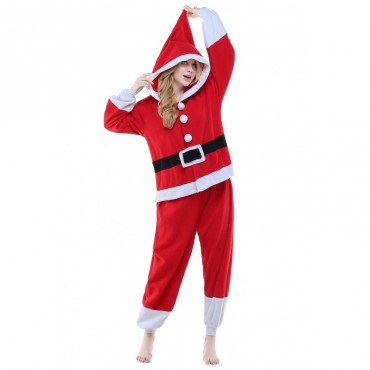 Santa Claus Costume Pajama Onesie Kigurumi Jumpsuit