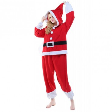 Santa Claus Costume Pajama Onesie Kigurumi Jumpsuit