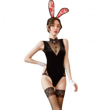 FL6996 Sexy Bunny Girl Lingerie Nightdress Lace Sling Pajamas