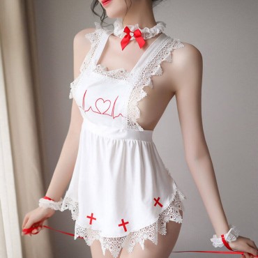 FL7905 Sexy Maid Lingerie Nightdress Lace Sling Pajamas