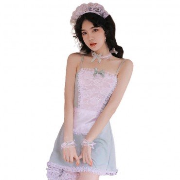 FL7928 Sexy Maid Lingerie Nightdress Lace Sling Pajamas