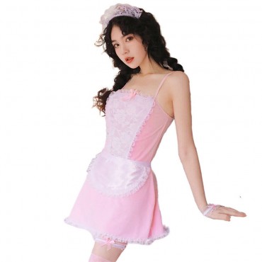 FL7928 Sexy Maid Lingerie Nightdress Lace Sling Pajamas