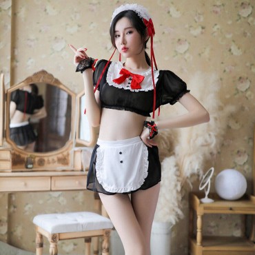 FL7997 Sexy Maid Lingerie Nightdress Lace Sling Pajamas