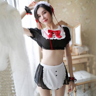 FL7997 Sexy Maid Lingerie Nightdress Lace Sling Pajamas