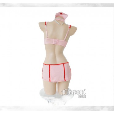 FL7906 Sexy Nurse Lingerie Nightdress Lace Sling Pajamas