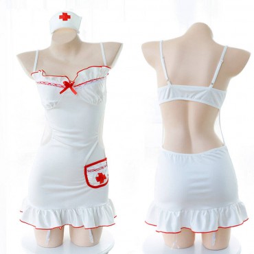 FL7982 Sexy Nurse Lingerie Nightdress Lace Sling Pajamas