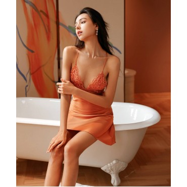 D6008 Sexy Lingerie Nightdress Lace Sling Pajamas Robe Sleepwear