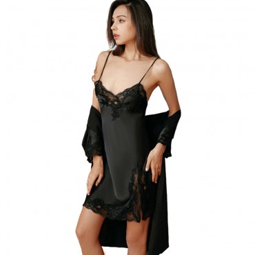 P8088 Sexy Lingerie Nightdress Lace Sling Pajamas SetsRobe Sleepwear