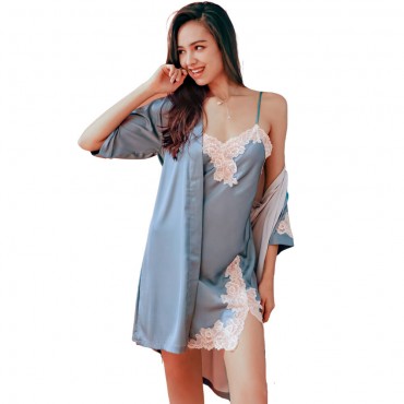 P8600 Sexy Lingerie Nightdress Lace Sling Pajamas SetsRobe Sleepwear