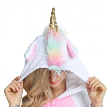 Gold Horn Pegasus Costume Unicorn Pajama Onesie Kigurumi Jumpsuit