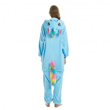 Rainbow Blue Pegasus Costume Unicorn Pajama Onesie Kigurumi Jumpsuit