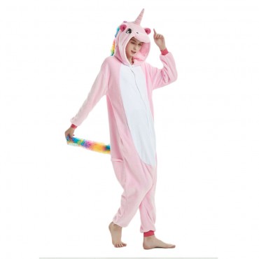 Rainbow Pink Pegasus Costume Unicorn Pajama Onesie Kigurumi Jumpsuit