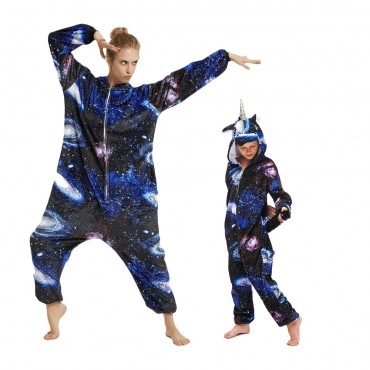 Blue Universe Pegasus Costume Unicorn Pajama Onesie Kigurumi Jumpsuit