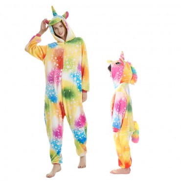 Rainbow Pegasus Costume Unicorn Pajama Onesie Kigurumi Jumpsuit with Zip