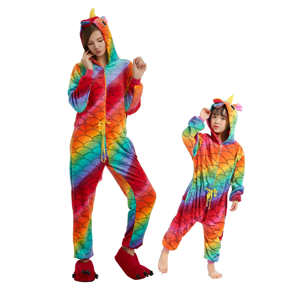 Fishscale Costume Unicorn Pajama Onesie Kigurumi Jumpsuit with Zip