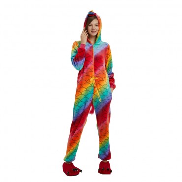 Fishscale Costume Unicorn Pajama Onesie Kigurumi Jumpsuit with Zip