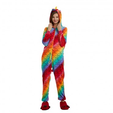 Fishscale Costume Unicorn Pajama Onesie Kigurumi Jumpsuit with Zip