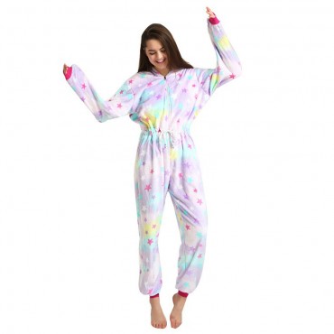 Star Pattern Costume Pajama Onesie Kigurumi Jumpsuit with Zip