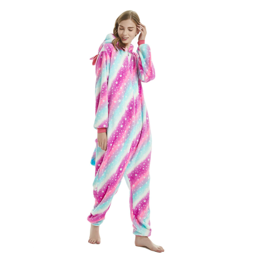 Regenboghorn Pink Universe Costume Pajama Onesie Kigurumi Jumpsuit with Zip