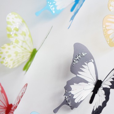 3D Colorful Butterfly Wall Decal Sticker 18pcs