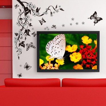 Black Floral Butterfly Wall Decal Sticker