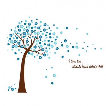 Blue Cherry Tree Wall Decal Sticker