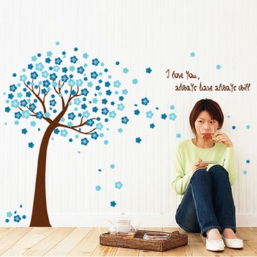 Blue Cherry Tree Wall Decal Sticker