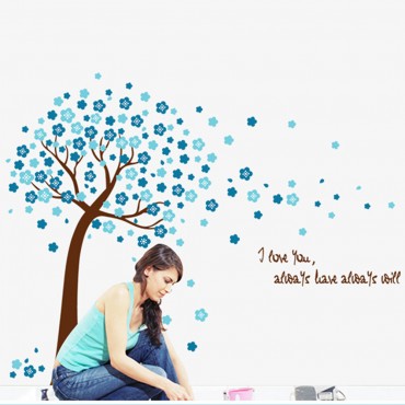 Blue Cherry Tree Wall Decal Sticker