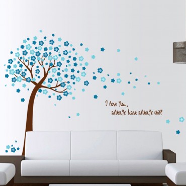 Blue Cherry Tree Wall Decal Sticker