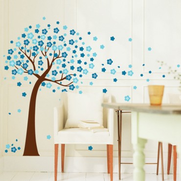 Blue Cherry Tree Wall Decal Sticker