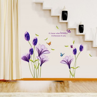 Purple Lotus Wall Decal Sticker