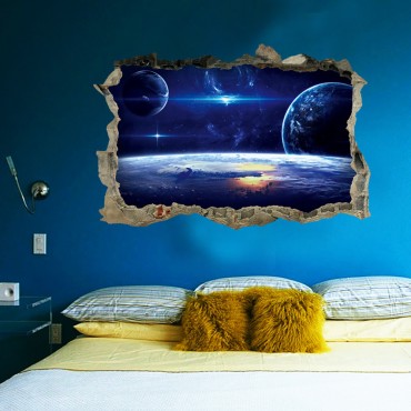 Universe Star Fake Window Wall Decal Sticker