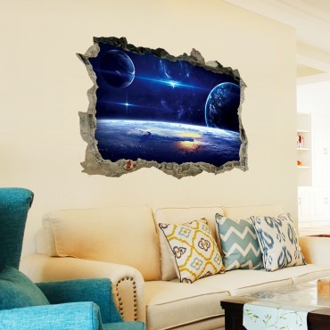 Universe Star Fake Window Wall Decal Sticker