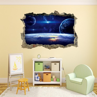 Universe Star Fake Window Wall Decal Sticker