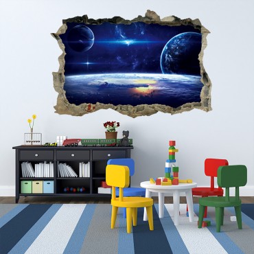 Universe Star Fake Window Wall Decal Sticker