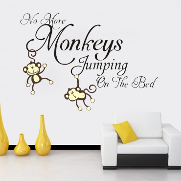 No Monkeys Jumping on Bed Wall Decal Sticker