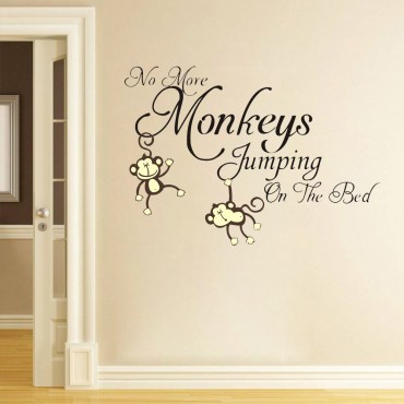 No Monkeys Jumping on Bed Wall Decal Sticker