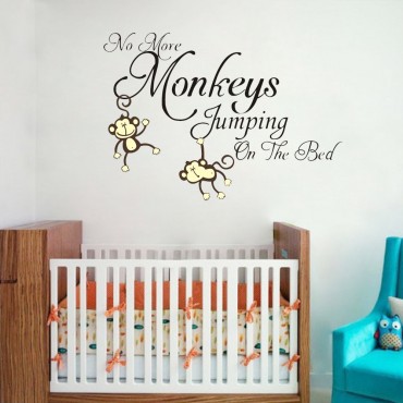 No Monkeys Jumping on Bed Wall Decal Sticker