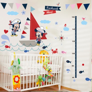 Disney Mickey Minnie Sailor Kids Growth Chart Wall Decal Sticker MM001