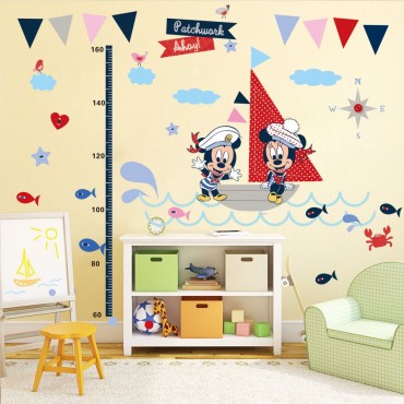 Disney Mickey Minnie Sailor Kids Growth Chart Wall Decal Sticker MM001